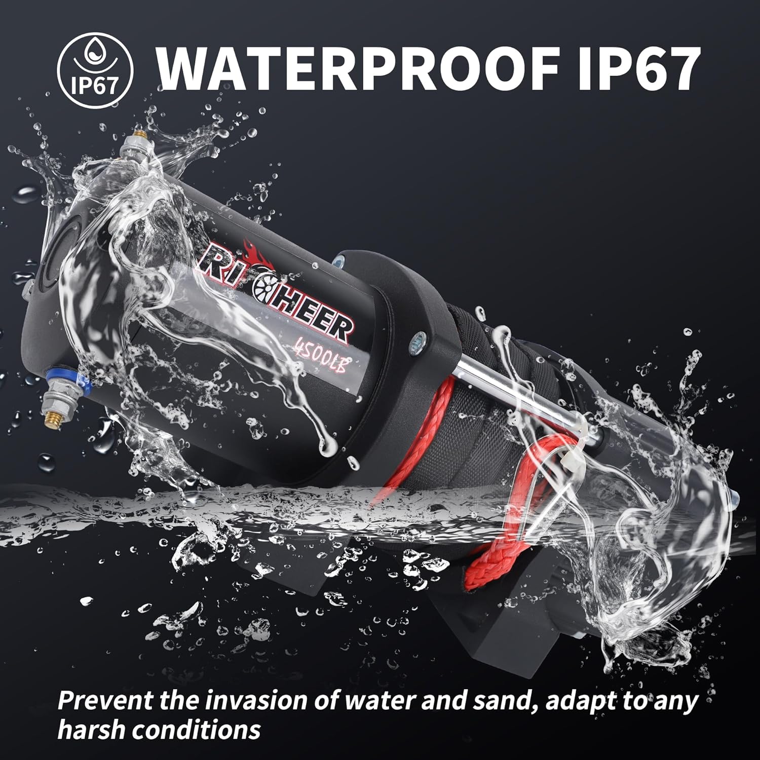 3500 lbs ATV UTV Electric Winch 12V Waterproof Winch Synthetic Rope with Wireless Remote and Mounting Bracket for Towing ATV UTV, Boat, Off-Road