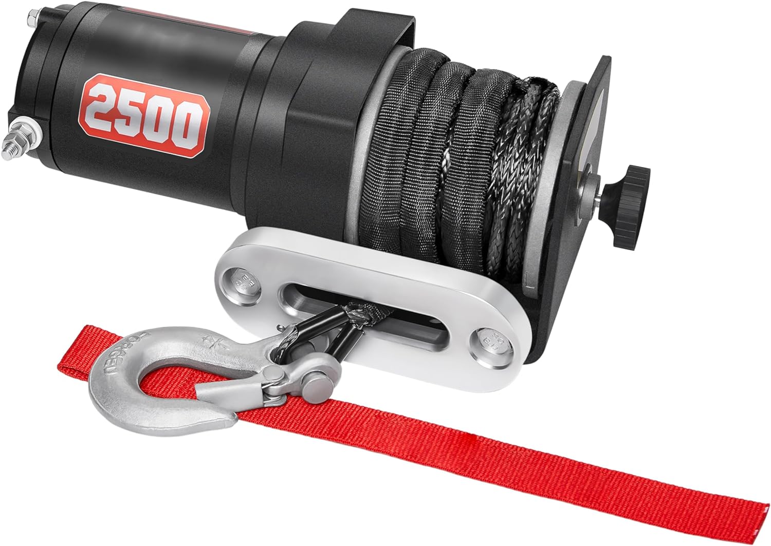 AOTOWO 2500LB Off-Road 12V DC Electric Winch, Synthetic Rope Winch with Mini-Rocker Solenoid Kit for ATV/UTV
