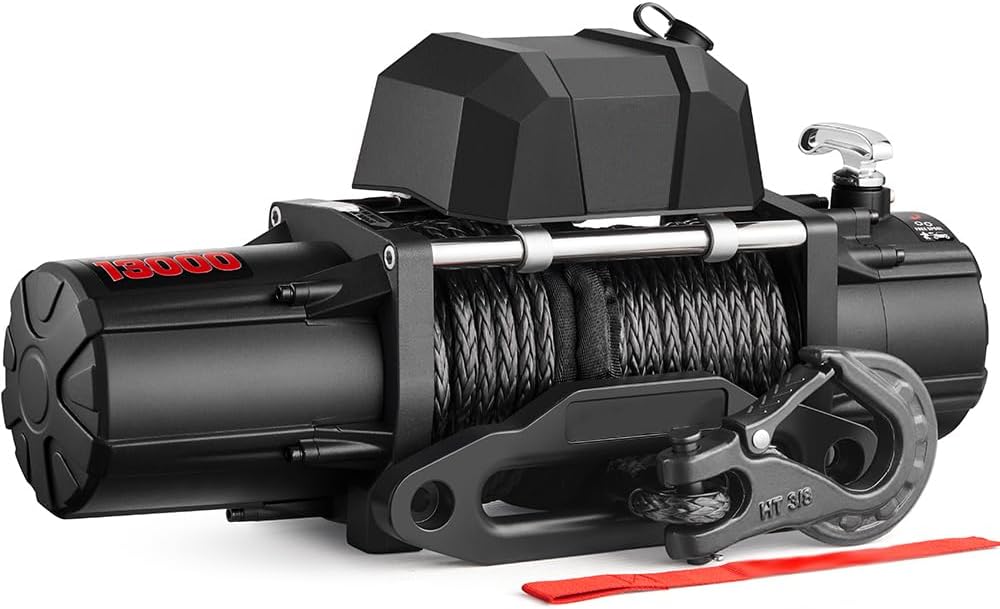 AOTOWO Winch 13000LB Capacity Electric Winch Kit Synthetic Rope, 12V Power Waterproof Winch for Jeep, SUV, Truck with Wireless Remote and Pendant Remote