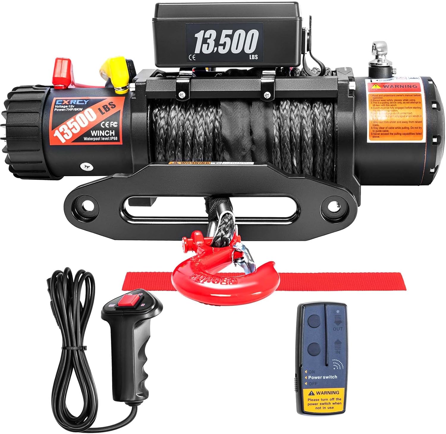 CXRCY 12V 4000 lbs Electric Winch Kits with 3/16(4.7mm) Diameter x 32.8(10m) Length Steel Rope ATV/UTV Winch for Towing Off Road Trailer with Wireless Remote Control and Mounting Bracket