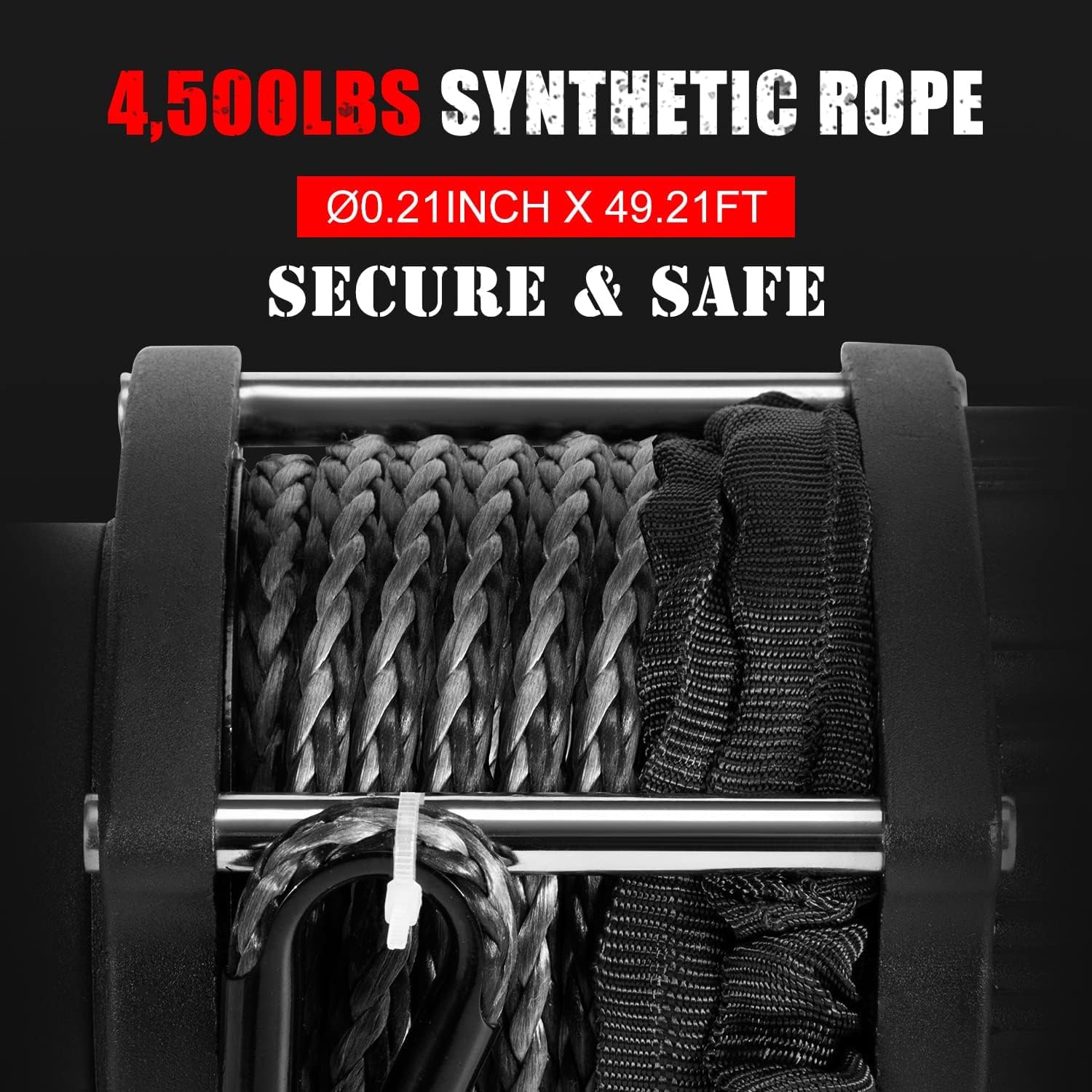FieryRed ATV/UTV Winch- 12 V 5500LBS Electric Winch with Synthetic Rope, Wire and Wireless Remote Control, Aluminium Fairlead