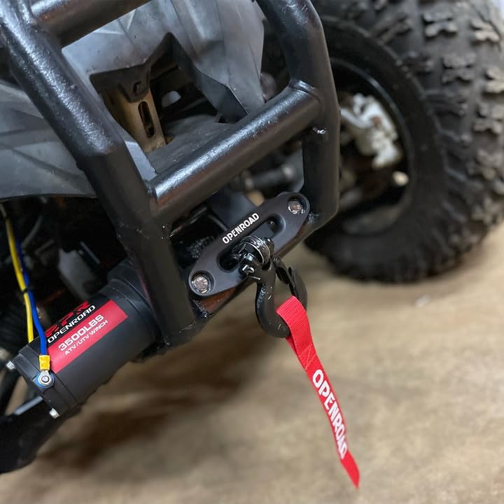 OPRNROAD 3500 lb ATV/UTV Winch，Black Heavy Duty 12V Electric ATV Winch Compatible with 3000lb Winch with Wireless Remote Control 1/4×30 Synthetic Rope Mounting Plate (3500lb)