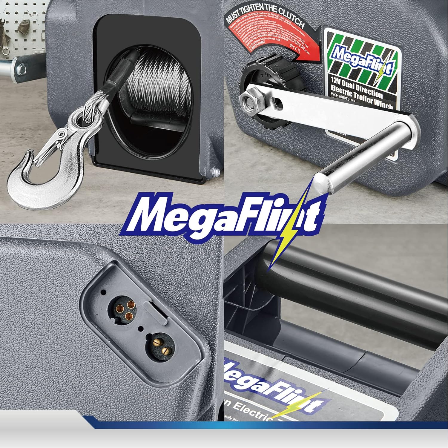 Trailer Winch,Reversible Electric Winch, for Boats up to 6000 lbs.12V DC,Power-in, Power-Out, and Freewheel Operations,30% Higher winching Power Than Regular 6000 lbs Winch (5000lbs Marine)