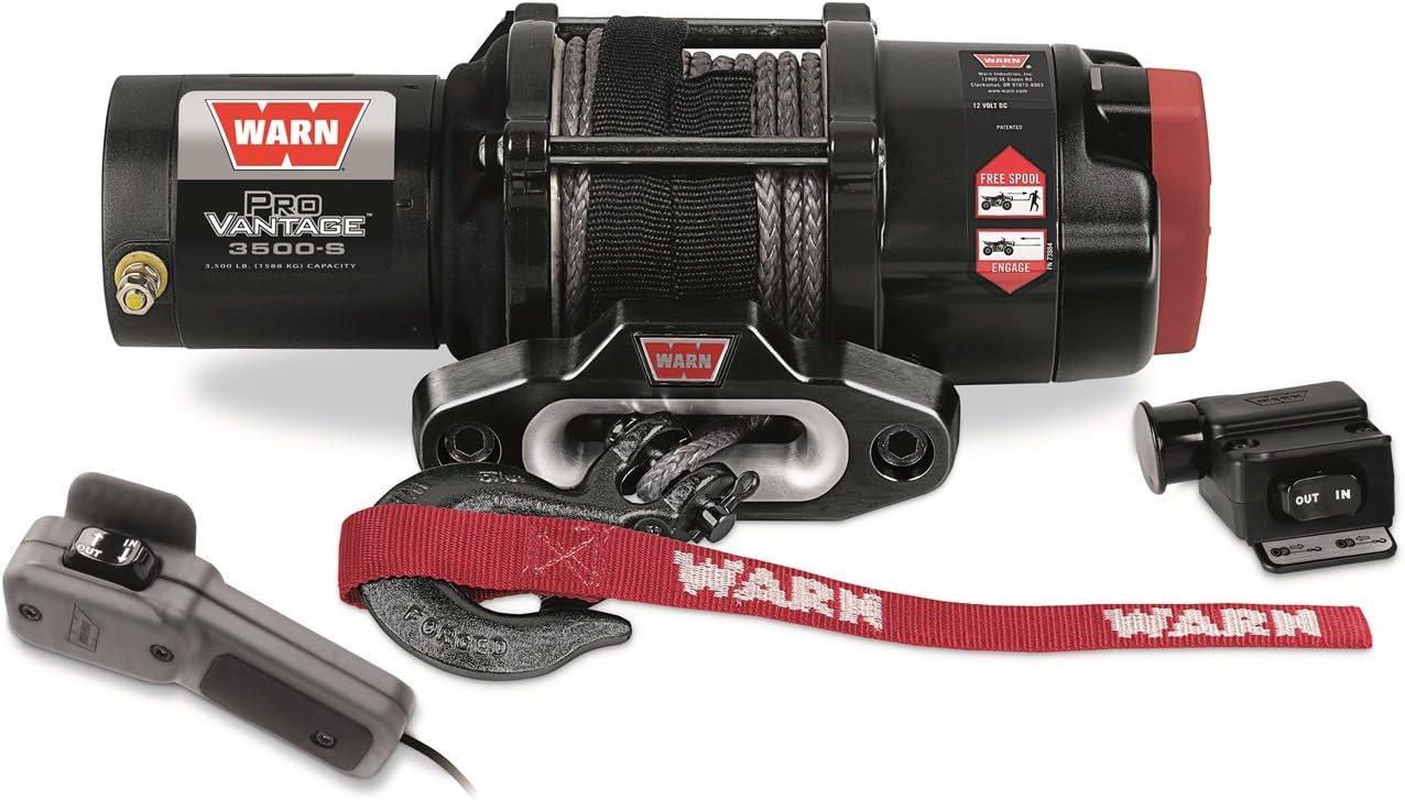 Warn ProVantage 3500 Winch - 3500 lb. Capacity, 50 of 3/16 Wire Rope, Roller Fairlead, Wired Remote Control, Weather-Sealed, for ATV/UTV