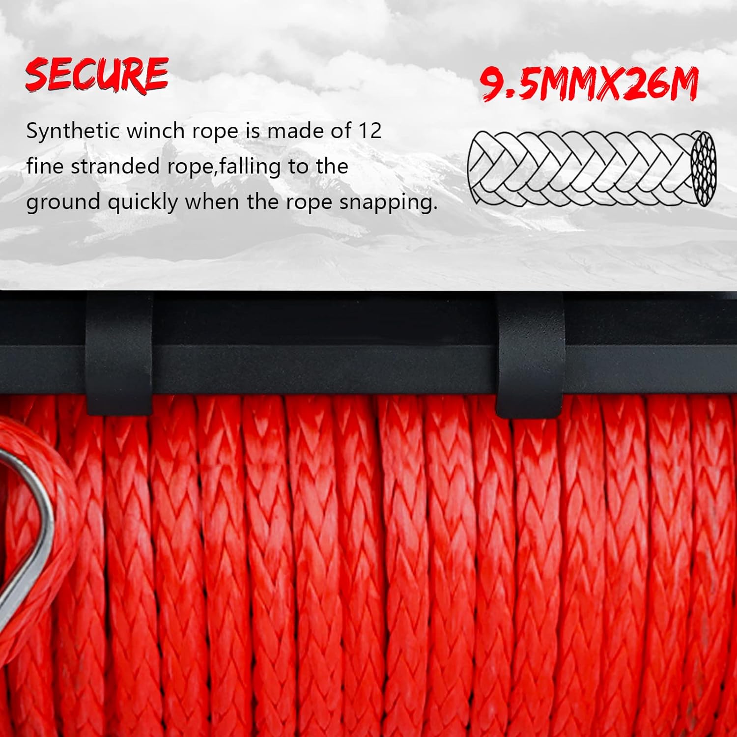 Winch 10000 lb. Electric Winch Truck Winch Waterproof IP67 Electric Winch Synthetic Rope Kit with Wireless Handheld Remotes and Wired Handle for 4WD 4x4 Off Road Vehicle Boat Truck