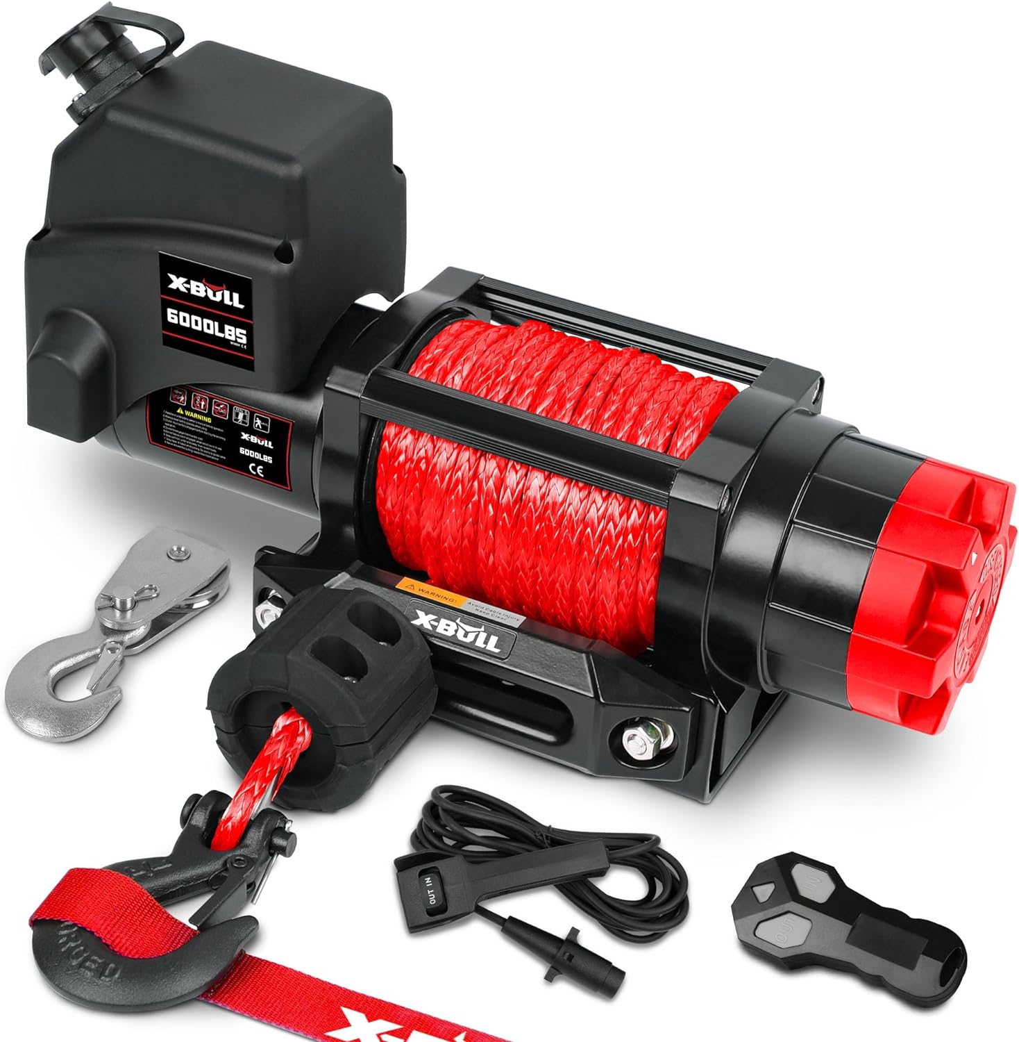 X-BULL 4500 lbs Winch 12V Electric Winch Kits with Fairlead, ATV/UTV Winch with Waterproof Synthetic Rope Winch with Wireless Remotes and Mounting Bracket