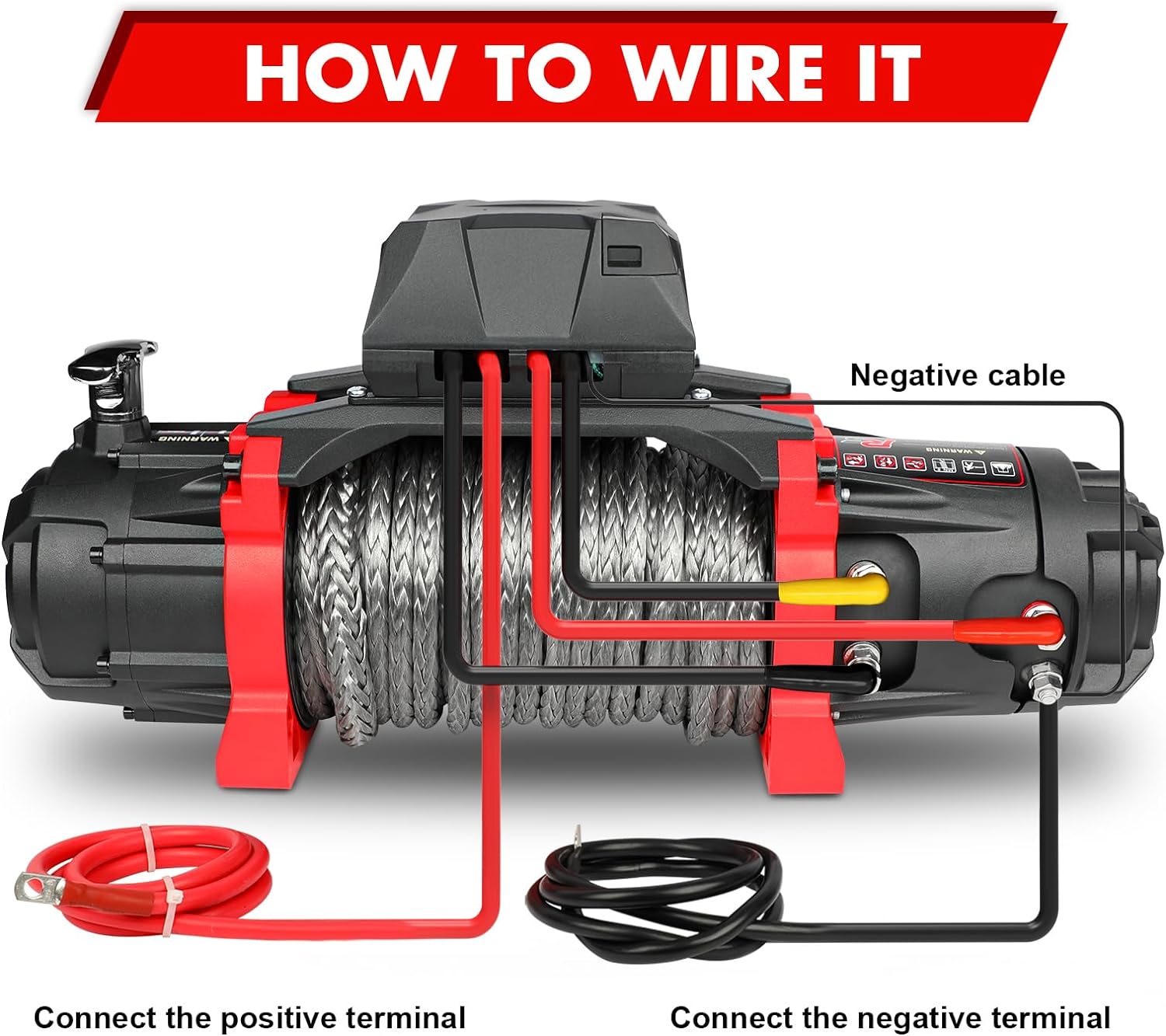 X-BULL Winch 10000 lb. Load Capacity Electric Winch Kit 12V Synthetic Rope,Waterproof Electric Winch with Hawse Fairlead, with Wireless Handheld Remote and Corded Control Recovery