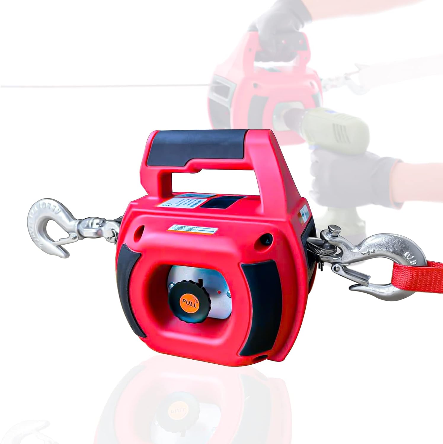 YATOINTO Portable Drill Winch of 750 LB Pulling Capacity with 40 Feet Alloy Steel Wire Rope, Hand Winch for Lifting  Dragging
