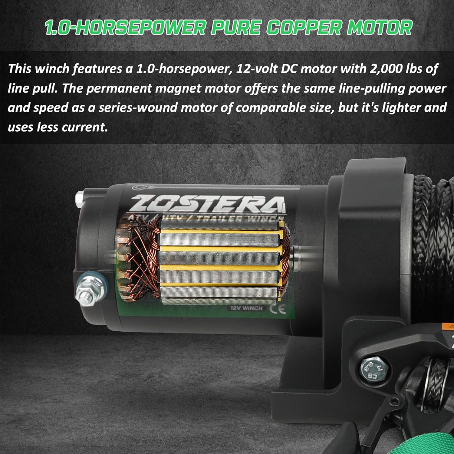 Zostera 12v Electric 2000 lb Winch for ATV UTV Trailer Boat Winch Steel Cable Waterproof with Switch Remotes Control and Mounting Bracket,Small Towing Pulling Winches with Automatic Brake